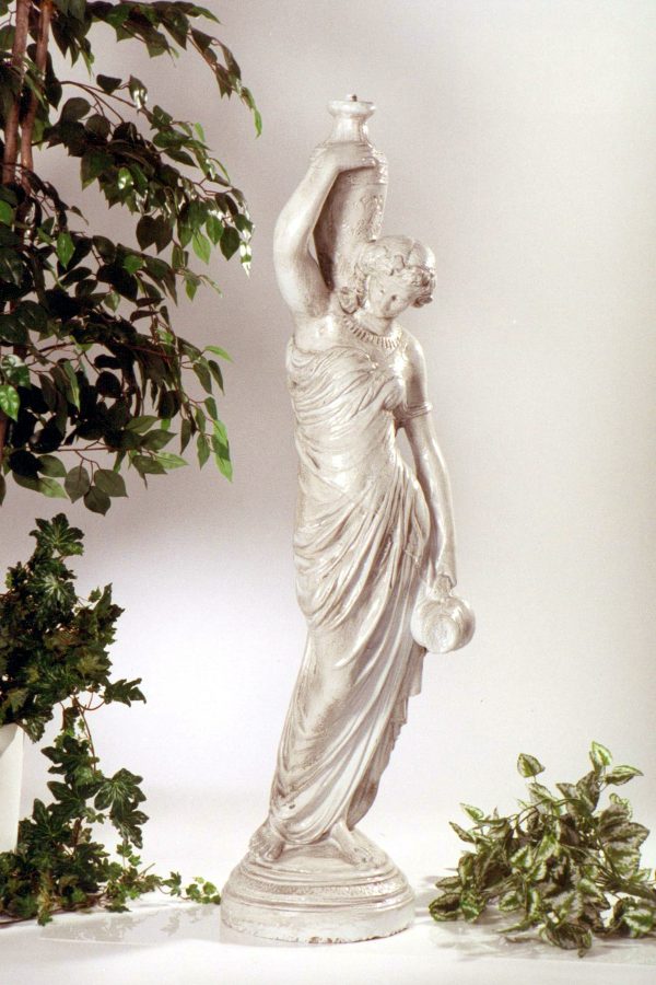 Statue de jardin de porteuse d'eau avec lanterne