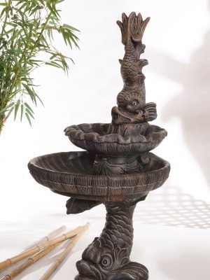 Fontaine coquille 2 étages poisson