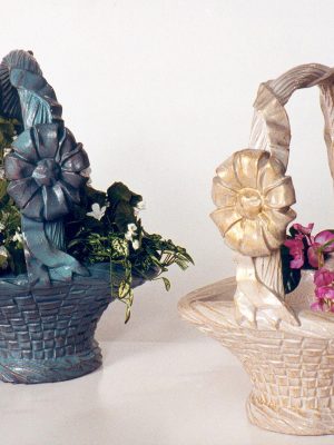 Pot à fleurs en forme de panier avec anse